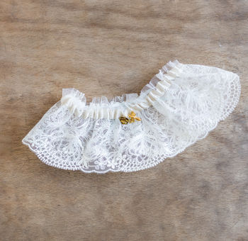 Personalised Bee Lace Wedding Garter Gift For The Bride, 5 of 7