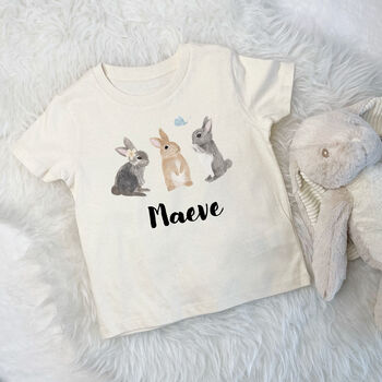 Kids Personalised Watercolour Bunnies T Shirt, 2 of 5