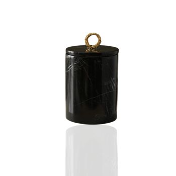 Black Marble Waste Bin With Brass Wreath Handle, 2 of 2