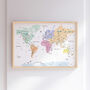 Educational Illustrated Kids World Map Pastels, thumbnail 2 of 6