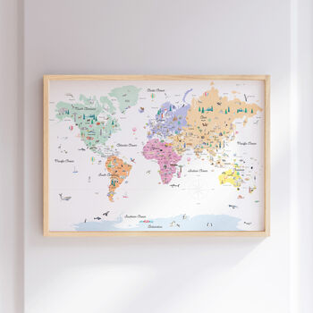 Educational Illustrated Kids World Map Pastels, 2 of 6