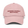 Espresso Yourself Responsibly. Cotton Embroidered Cap, thumbnail 1 of 12
