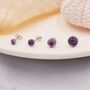 Genuine Amethyst Purple Stud Earrings Sterling Silver, thumbnail 1 of 11