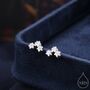 Sterling Silver Tiny Star Shape Cz Trio Stud Earrings, thumbnail 1 of 11