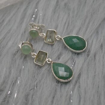 Green Amethyst, Sillimanite, Aventurine Silver Earrings, 4 of 10