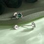 Sterling Silver Emerald Green Cz Cat Stud Earrings, thumbnail 4 of 12
