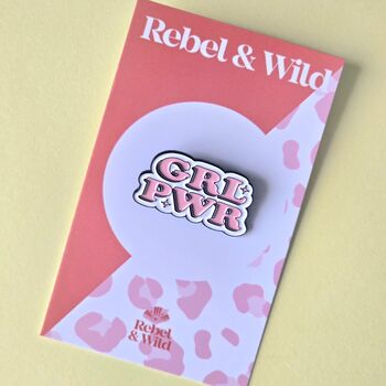 Grl Pwr Pink Enamel Pin Badge, 2 of 5