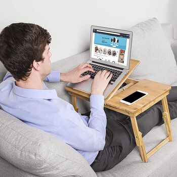 Folding Laptop Table Adjustable Bamboo, 6 of 8