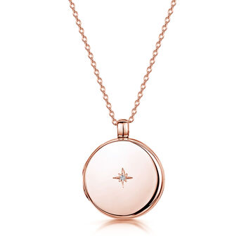 Personalised Round Rose Gold Plated Locket With Diamond, 5 of 11