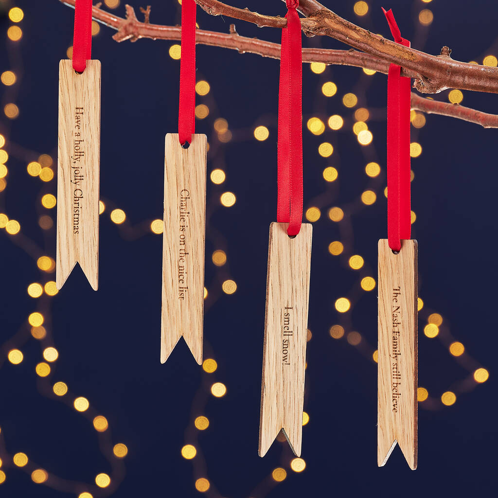 Personalised Wooden Christmas Messages Tag Decoration