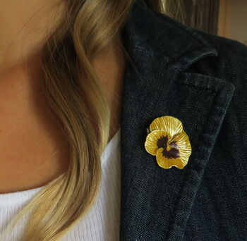 Pansy Yellow Flower Brooch, 2 of 6