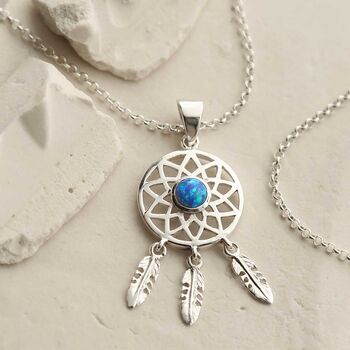 Sterling Silver Gemstone Dream Catcher Necklaces, 6 of 9