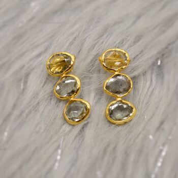 Green Amethyst Gold Plated Sterling Silver Earrings, 4 of 6