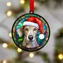 Greyhound In Santa Hat Suncatcher Decoration, thumbnail 5 of 6