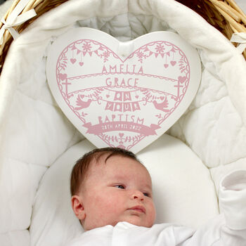 Personalised Baby Girl Christening Wooden Sign, 3 of 3
