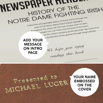 Notre Dame Fighting Irish College Football Personalised Gift Newspaper History Book, 5 of 10