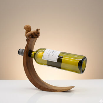 Rabbit And Squirrel Balancing Wooden Wine Bottle Holder, 6 of 8