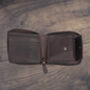 Men's Brown Leather Wallet Zip Around Rugged Leather Rfid Protected, thumbnail 5 of 7