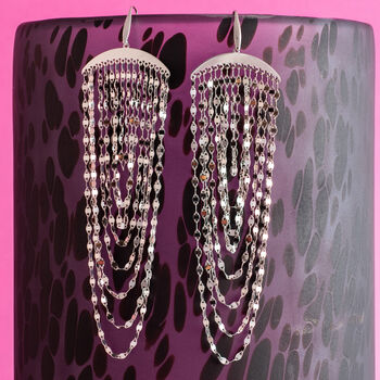 Disco Cascade Chain Earrings In Silver Or Gold Plate, 2 of 4