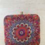 Devi Bright Orange Square Digitally Printed Clutch Bag, thumbnail 3 of 9
