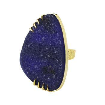 ‘Absolute’ Navy Gemstone Gold Plated Statement Ring, 2 of 6