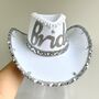 Personalised Bride To Be White Cowboy Hat With Veil, thumbnail 5 of 9