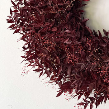 Preserved Burgundy Ruscus Wreath, 5 of 5