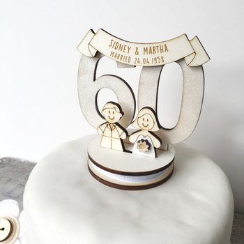 Personalised 60th Wedding Anniversary Cake Topper, 4 of 4