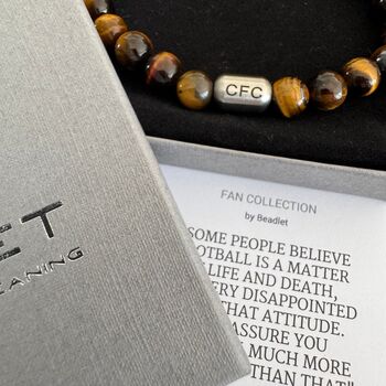 Men's Celtic Football Fan Tiger's Eye Bracelet, 3 of 5