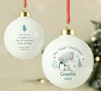 Personalised First Christmas Tiny Tatty Teddy Bauble, 2 of 5