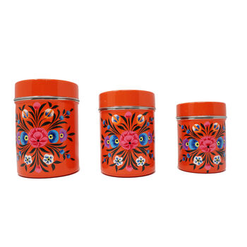 Hand Painted Tea Coffee Sugar Canister Trio, 7 of 8