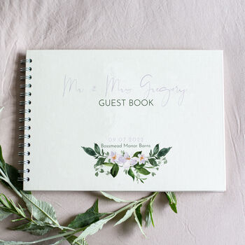 Personalised Lilac Floral Wedding Guest Book, 4 of 8