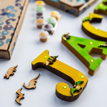 Personalised Paint Your Own Dinosaur Wooden Name, 4 of 7