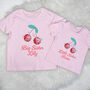 Cherry Mirrorball Big Sister Little Sister Personalised T Shirt Set, thumbnail 1 of 3