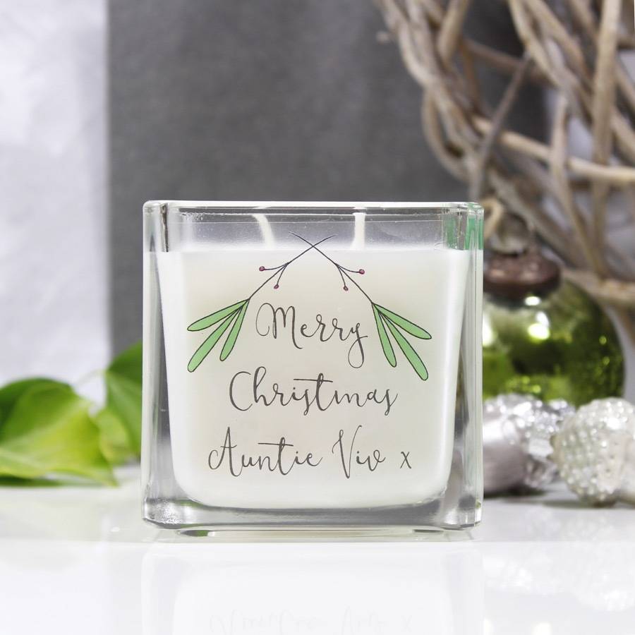 Personalised Merry Christmas Mistletoe Scented Candle, 1 of 7
