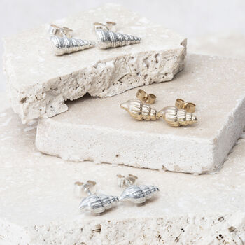 Sterling Auger Shell Earring Studs, 3 of 7