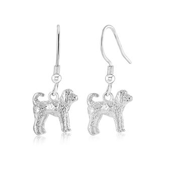 Sterling Silver Labradoodle 3D Earrings, 3 of 7
