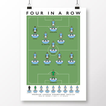 Manchester City Four In A Row 23/24 Poster, 2 of 7