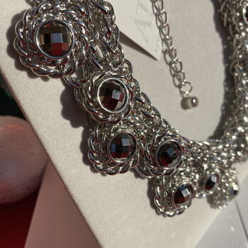 Christmas Party Necklace In Rhodium Silver Tone, 2 of 3