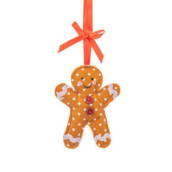 Christmas Fabric Gingerbread Man Hanging Decoration, 3 of 3