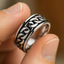 Personalised Mens Sterling Silver Oxidised Chain Spinning Ring, thumbnail 1 of 12