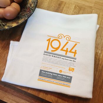 Personalised 80th Birthday Gift Microfibre Tea Towel, 4 of 9