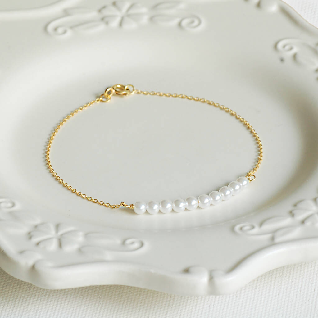Delicate Gold Vermeil Pearl Bracelet, 1 of 4