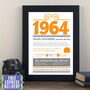 Personalised 60th Birthday Gift Print Life In 1964, thumbnail 10 of 10
