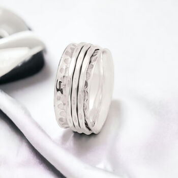 Personalised Hammered Spinner Ring In Sterling Silver, 2 of 9