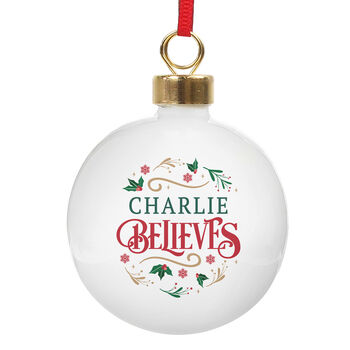 Personalised 'Believes' Christmas Tree Bauble, 4 of 4