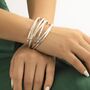 Silver Plated Hammered Multi Band Russian Cuff Bangle, thumbnail 7 of 9
