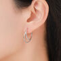 Single Piercing Double Large Hoop Earrings In Sterling Silver, thumbnail 1 of 10