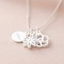 Birth Flower And Disc Personalised Necklace, thumbnail 5 of 12
