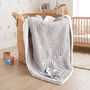 Personalised Grey Knitted Sherpa Baby Blanket With Bow, thumbnail 1 of 10
